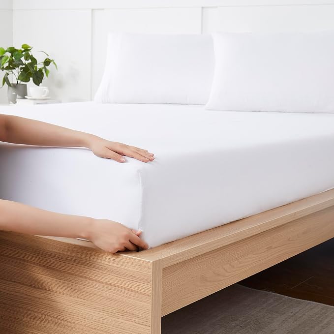 Twin Fitted Sheet Only with Full Elastic & Built in Corner Sheet Straps to by SweetHomeCollection