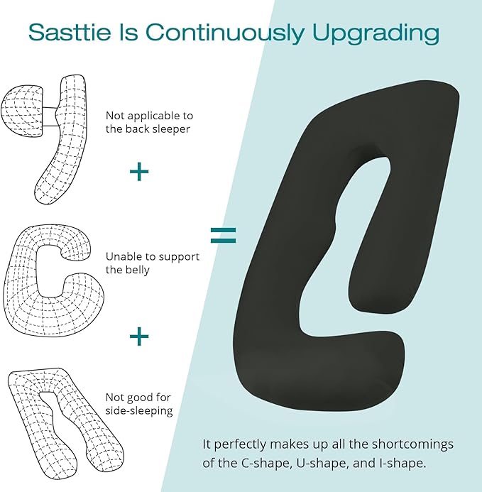 Sasttie Pregnancy Pillows for Sleeping, Jumbo U Shaped Cooling Full Body Pillow - Image 5