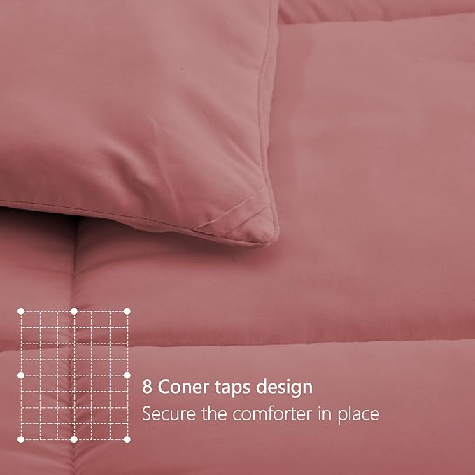 TEXARTIST Premium 2100 Series Queen Comforter All Season Breathable Dusty Pink - Image 5