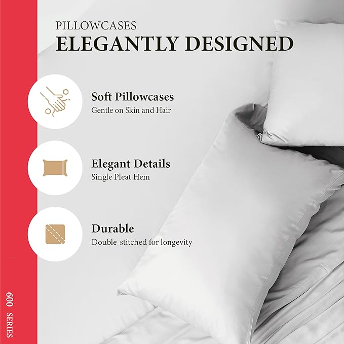 100% Egyptian Cotton King Pillow Case Set of 2 - Image 4