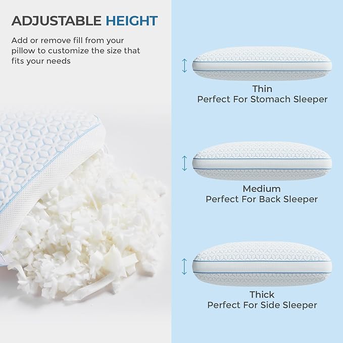 Sweetnight Cooling Pillows King Size Set of 2, Shredded Memory Foam Pillows 2 - Image 5