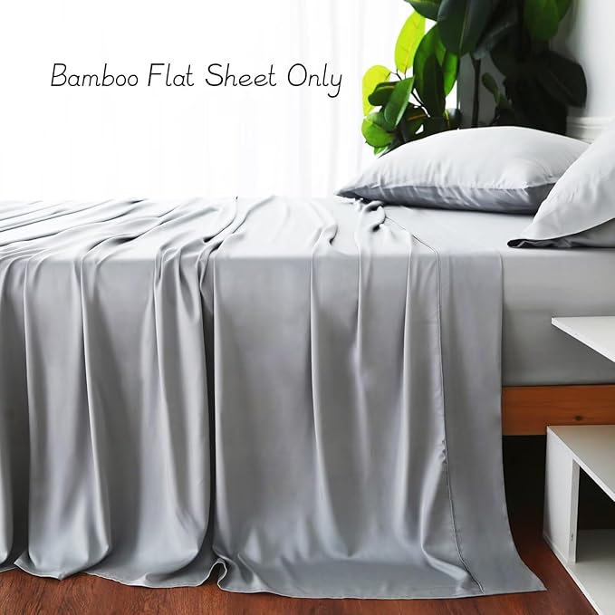 Bamboo Viscose Flat Sheets Only, 400 Thread Count Sateen Weave TwinXL Size Flat - Image 4