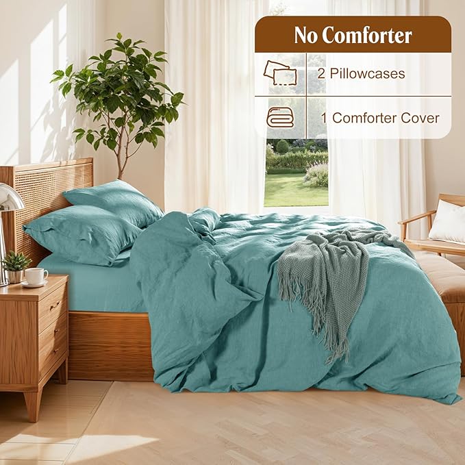 LBRO2M 100% France Linen Duvet Cover Set Full Size 3 Pcs Natural Flax Comforter - Image 4