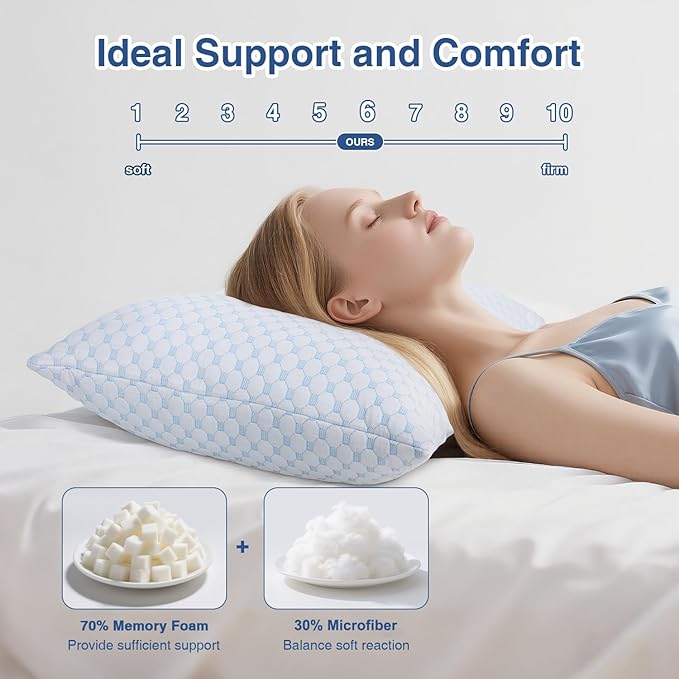 Favocama Cooling Pillow for Sleeping, Shredded Memory Foam Pillows Standard - Image 3