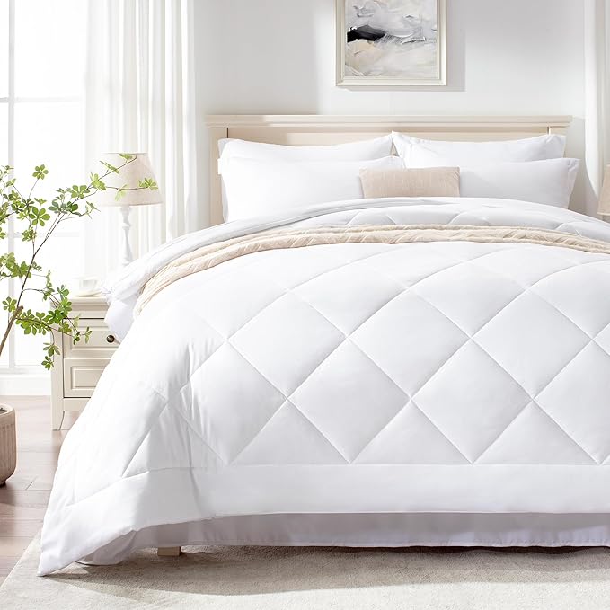 Love's cabin California King Comforter Set White, 7 Pieces California King Bed - Image 2