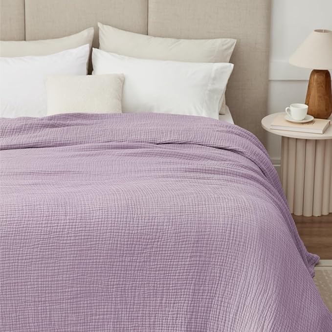 100% Cotton Muslin Blanket Queen 90" x 90", 6 Layers Breathable and Lightweight - Image 2