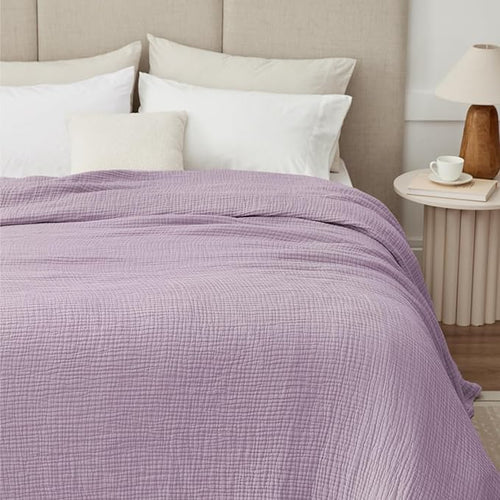 100% Cotton Muslin Blanket Queen 90" x 90", 6 Layers Breathable and Lightweight - Image 2