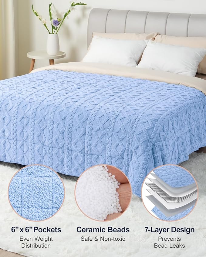 Super Fuzzy Soft Sherpa Fleece Weighted Blanket, 20 lbs Dual Sided Fluffy Heavy - Image 8