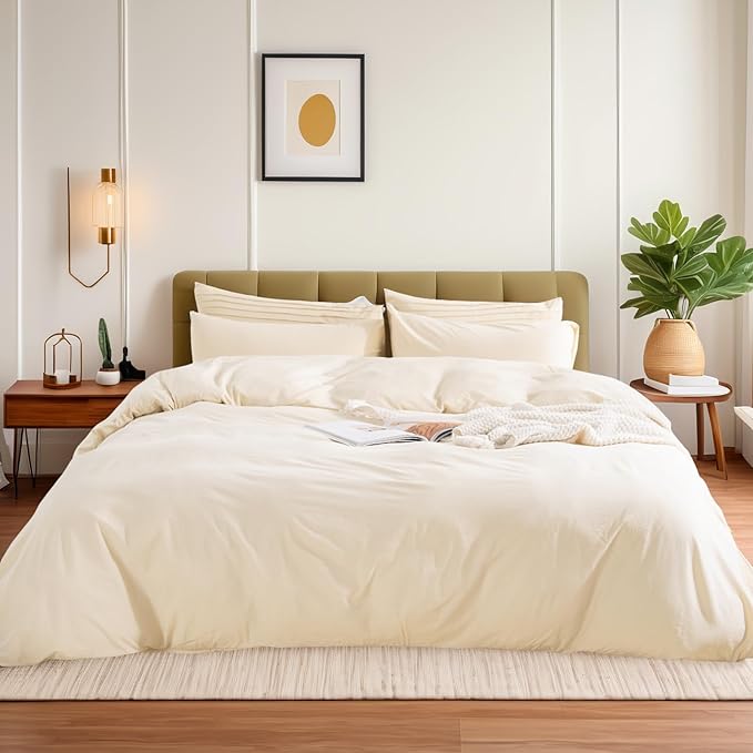 NEXHOME PRO Duvet Cover Twin XL 100% Washed Cotton, Breathable, Linen Like - Image 2