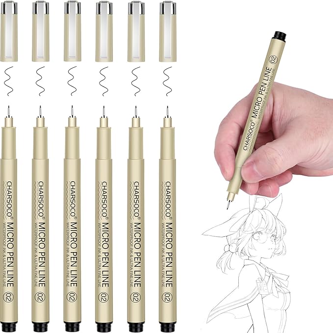 02 Micro Pen, Black Fine Point Pen with Waterproof Archival Ink, 0.28mm Fineliner Ink Pens for Artist Illustration, Sketching, Anime, Manga, Technical Drawing and Scrapbooking-DeskoryOffice