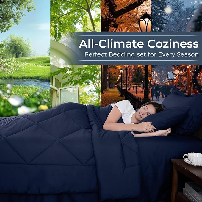 HEVUMYI Navy Blue Twin Comforter Set - Image 3