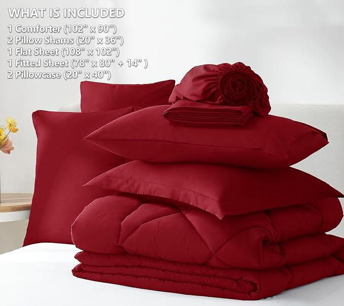 CozyLux King Size Comforter Set Dark Red - Image 6