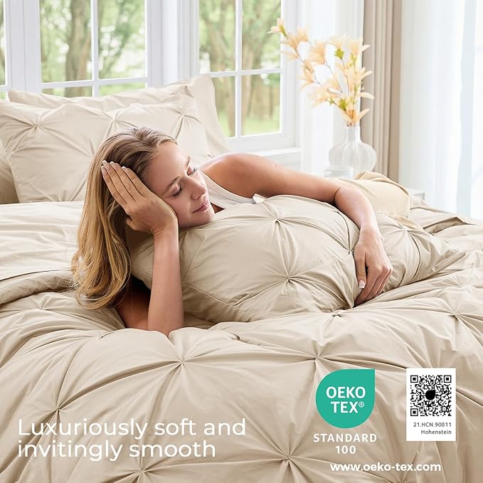 Sasttie Twin XL Comforter Set, 5-Piece Bed in a Bag, Pintuck Bedding Sets - Image 3