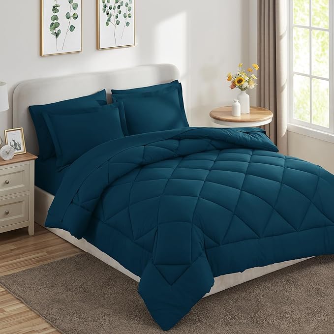 CozyLux Queen Comforter Set Lyons Blue - Image 9