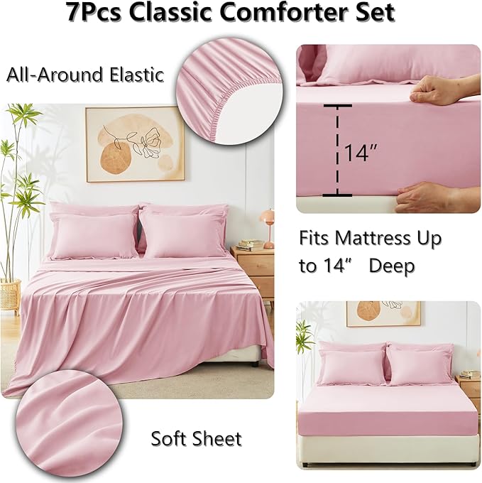 CozyLux King Size Comforter Sets Pink - Image 5