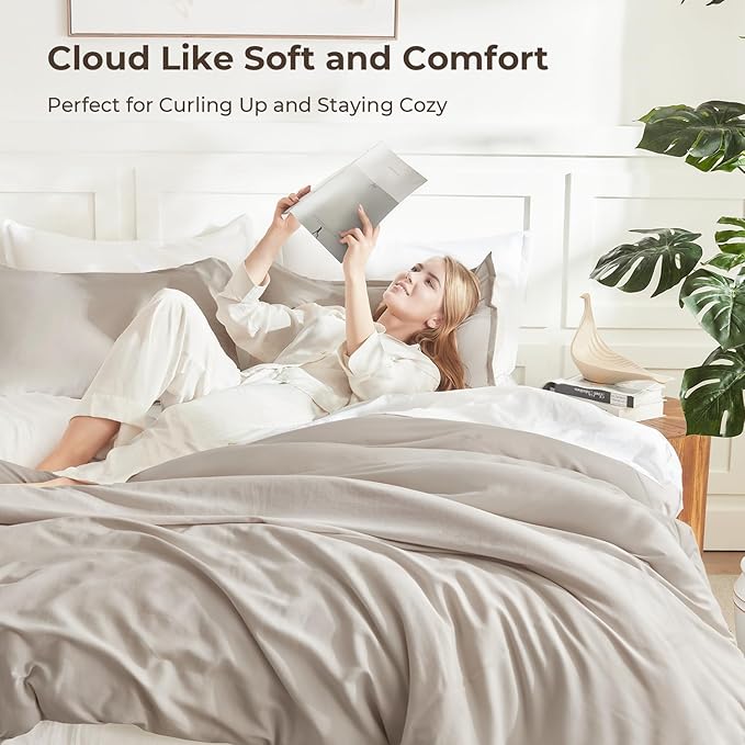 Litanika Linen Grey Comforter Set Twin/Twin XL Size, 2 Pieces Lightweight Solid - Image 2