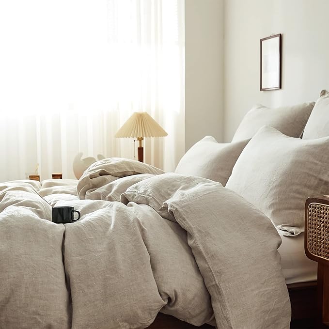 Simple&Opulence 100% Linen Duvet Cover Set 3pcs Basic Style Natural French - Image 8