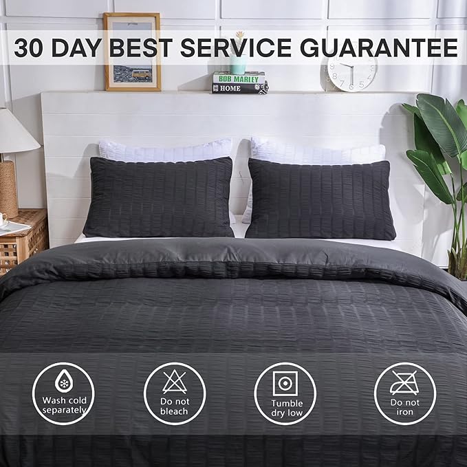 AveLom Seersucker Duvet Cover Set Full Size, 3 Pieces, Textured Duvet Cover - Image 7