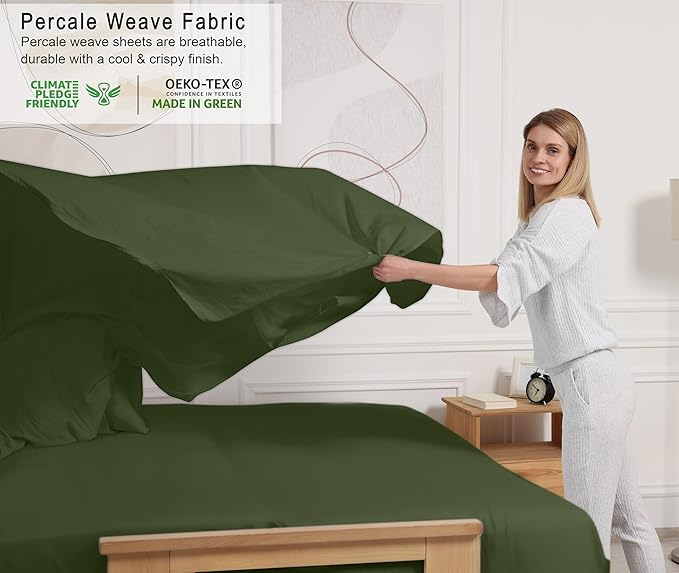 RUVANTI 100% Cotton Sheets – King Size Percale Bedding, Cooling & Breathable - Image 3
