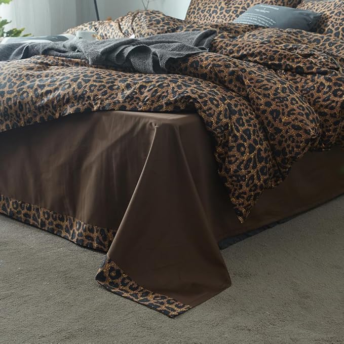 mixinni Leopard Print Duvet Cover King Size Long Staple Cotton Bedding Set - Image 6