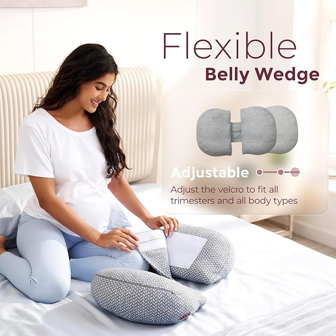 Momcozy Portable Pregnancy Pillow –Memory Foam W Shaped Maternity Great Support - Image 7