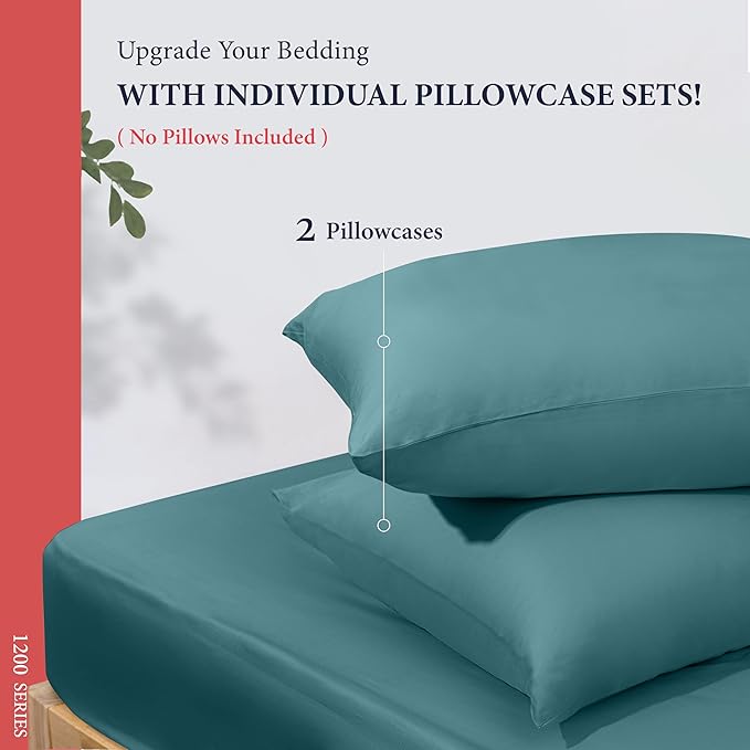 100% Egyptian Cotton Pillow Cases King Size Set of 2 - Image 3