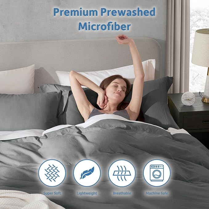 Nestl Grey Duvet Cover King Size - Image 6