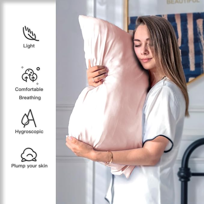 Silk Pillow Cases 2 Pack, Soft Breathable and Sliky Queen Size Pillow Cases Set - Image 3