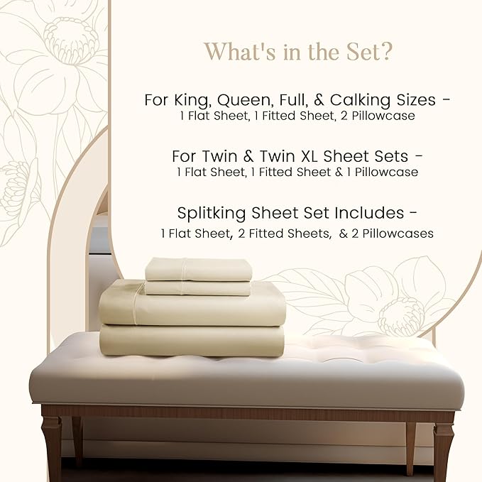 Twin XL 100% Cotton Sheets For Twin Bed, 800TC Sateen Weave 3PC Fully - Image 2