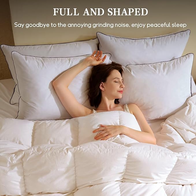 BHZ Goose Down Feather Pillows Standard Size Set of 4 Pack, Luxury Hotel - Image 8