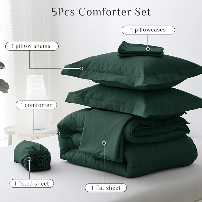 JOLLYVOGUE Twin XL Comforter Set, Ultra-Soft Bed in a Bag Twin XL Size 5 Pieces - Image 5