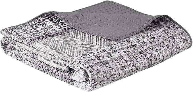 Madison Park Queen Quilt Set Lustrous Jacquard & Glitter Accent Coverlet Set - Image 10