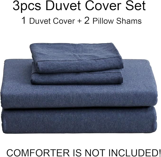PURE ERA Jersey Knit Duvet Cover Set 100% T-Shirt Cotton Super Soft Comfy 3pc - Image 7