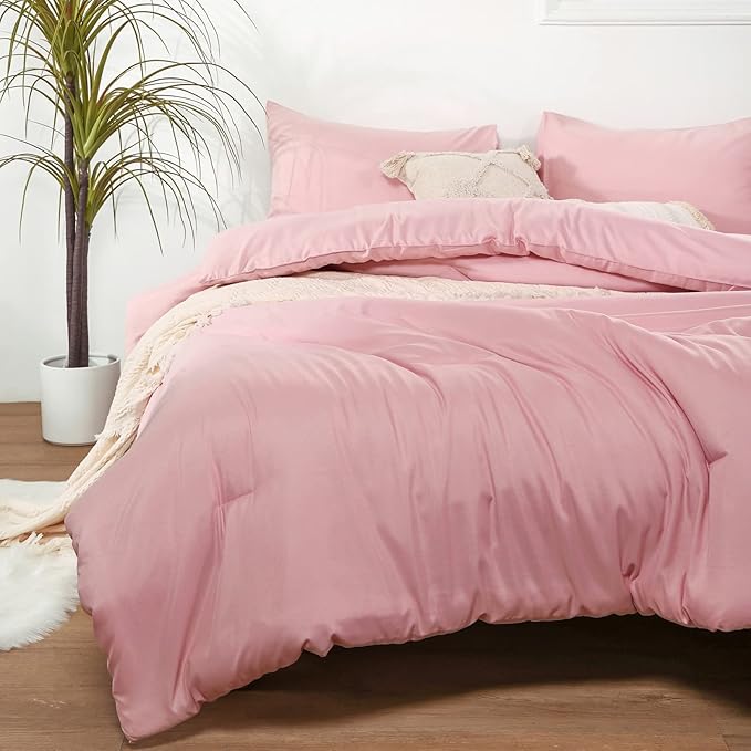ROSGONIA King Size Comforter Set Pink - Image 3
