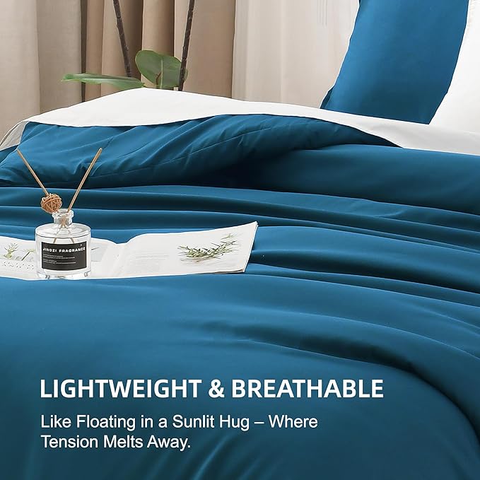 Litanika Teal Twin/Twin XL Comforter Set, 2 Pieces Turquoise Lightweight Solid - Image 6