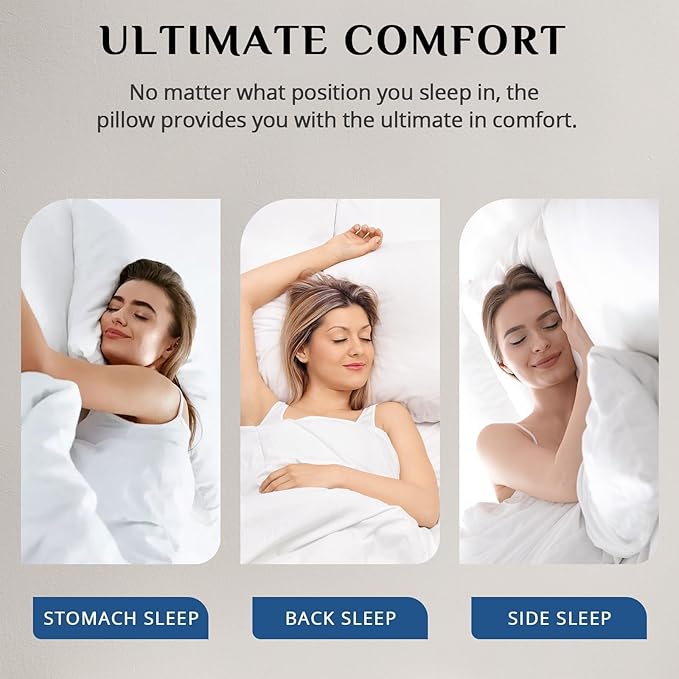 JOLLYVOGUE Bed Pillows Standard/Full Size Set of 2, Washable Supportive Bed - Image 7