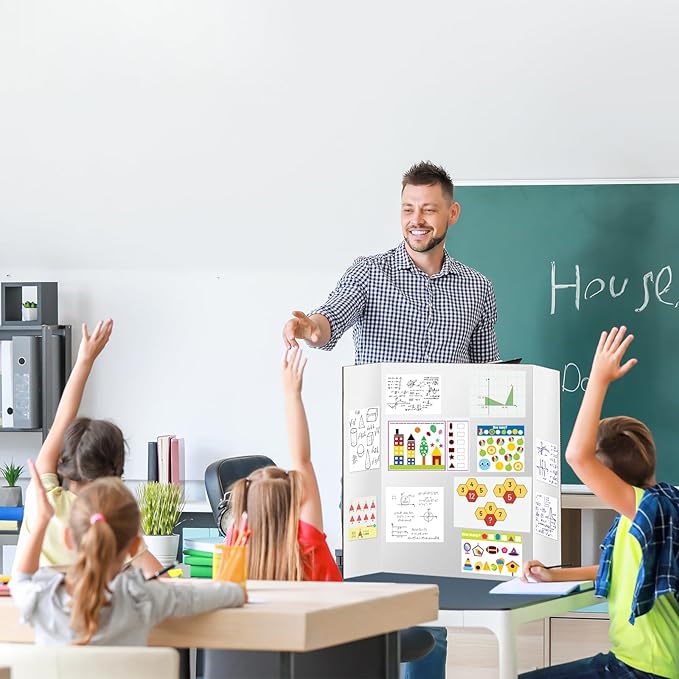 10 Pack Trifold Poster Board 48" X 36", IKAYAS Double Sided White Tri-fold Poster Boards, Science Fair Display Boards Posterboard Foamboard for Mounting, Art, Display, Projects Classroom Supplies-DeskoryOffice