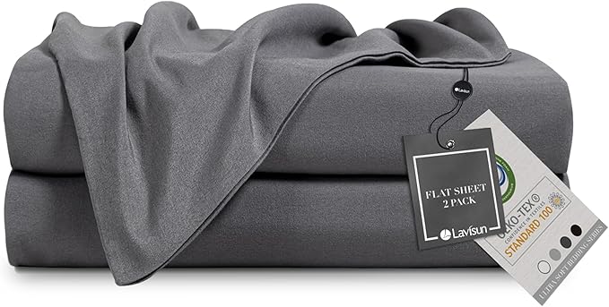 Lavisun Flat Sheets 2 Pack, Hotel Quality Flat Bed Sheets, Brushed Microfiber by Lavisun