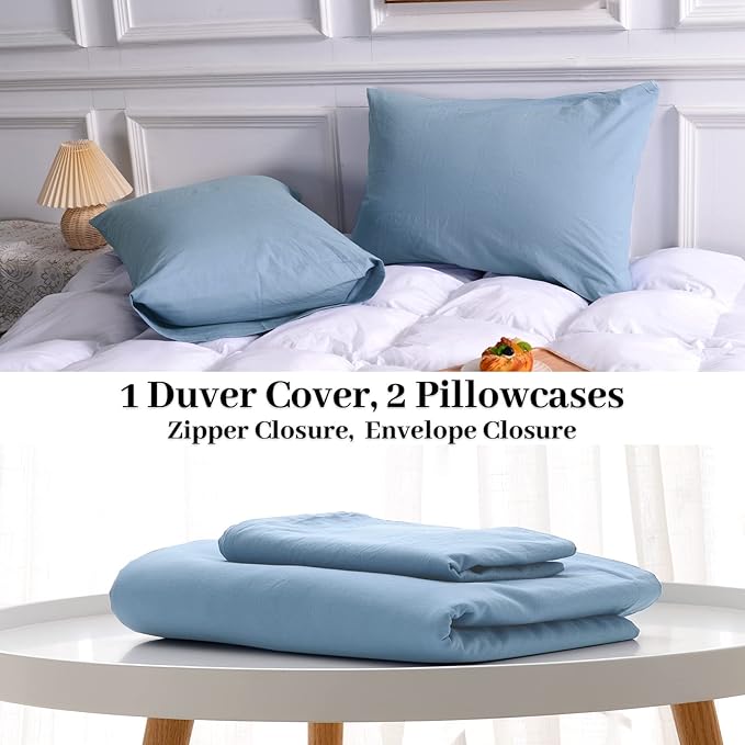 NEXHOME PRO Duvet Cover Set Kids Twin Size Linen Look Textured Organic Natural - Image 9