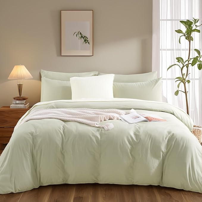 NEXHOME PRO Duvet Cover Set Super Queen 92"x98" Linen Feel Textured Organic - Image 2
