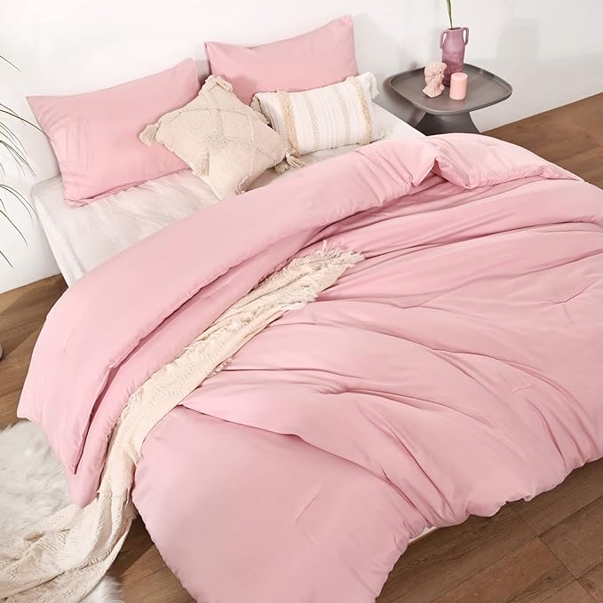 ROSGONIA King Size Comforter Set Pink - Image 4