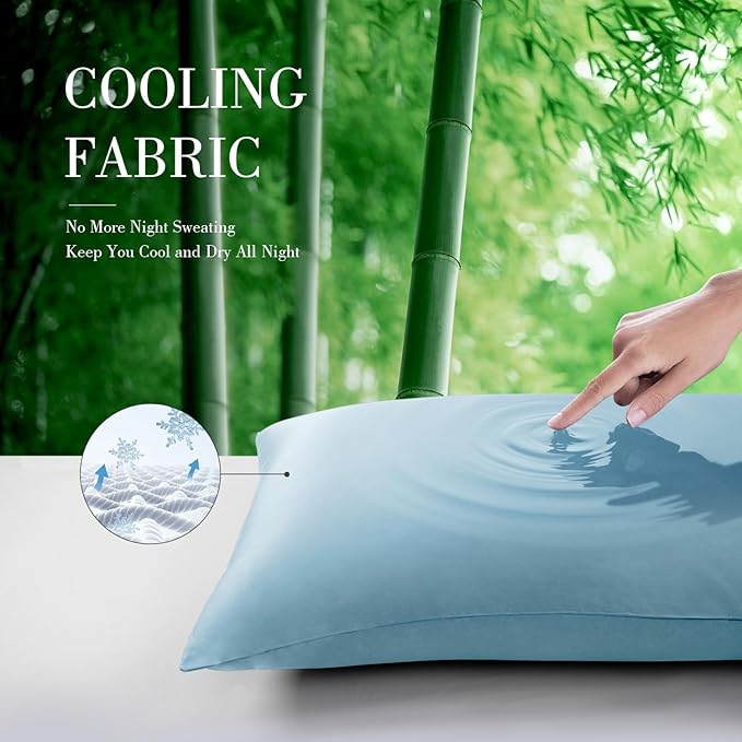 WishSmile Cooling Queen Pillowcases Set of 2 Breathable Cool Silky Soft Rayon - Image 5