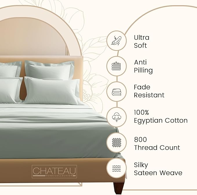 King Bed Sheets Deep Pocket King Sheet Set, 800 Thread Count Sateen Weave Long - Image 7