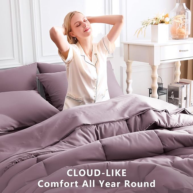 CozyLux Full Size Comforter Set Dusty Purple - Image 4