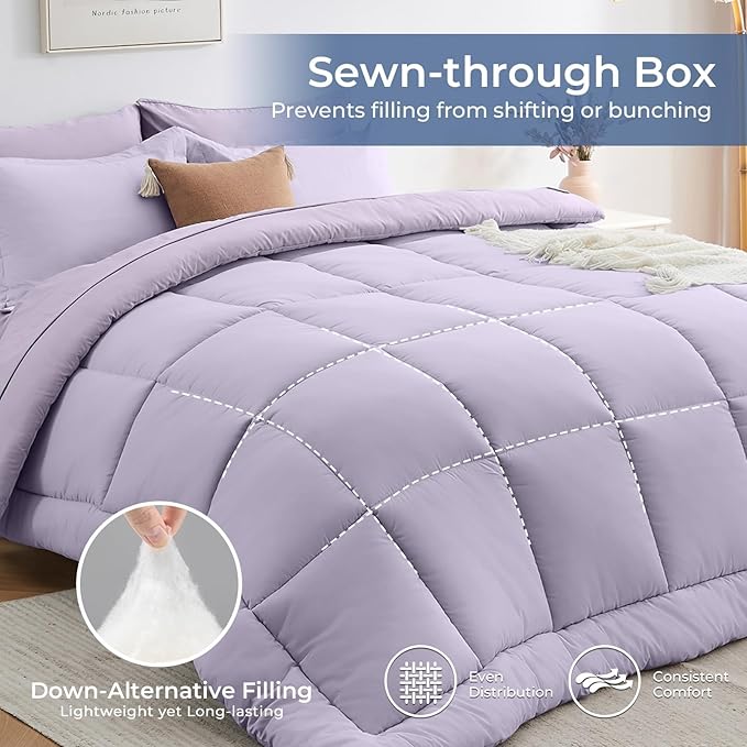 Sasttie Twin Comforter Set, 5 Pieces Bed in a Bag Twin, Complete Bedding Set - Image 3