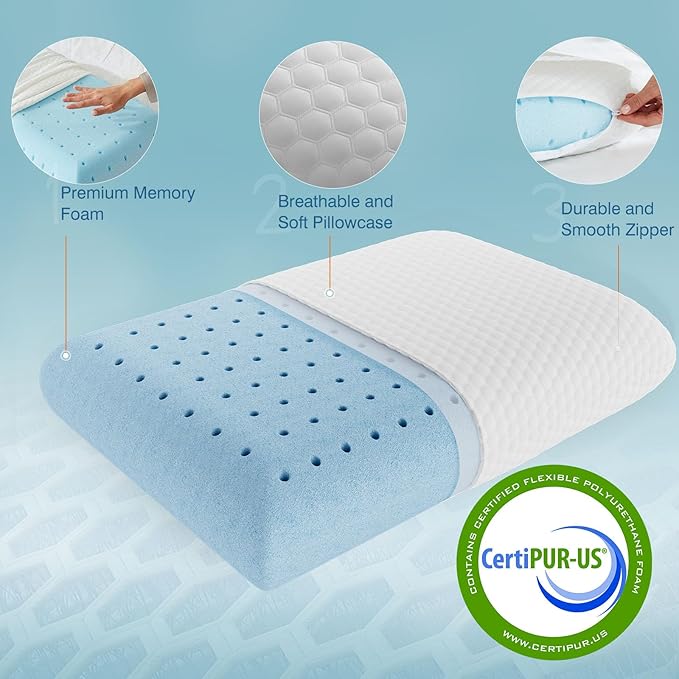 DUMOS Memory Foam Pillows for Sleeping 4 Pack, Bed Pillows for Adults - Image 4