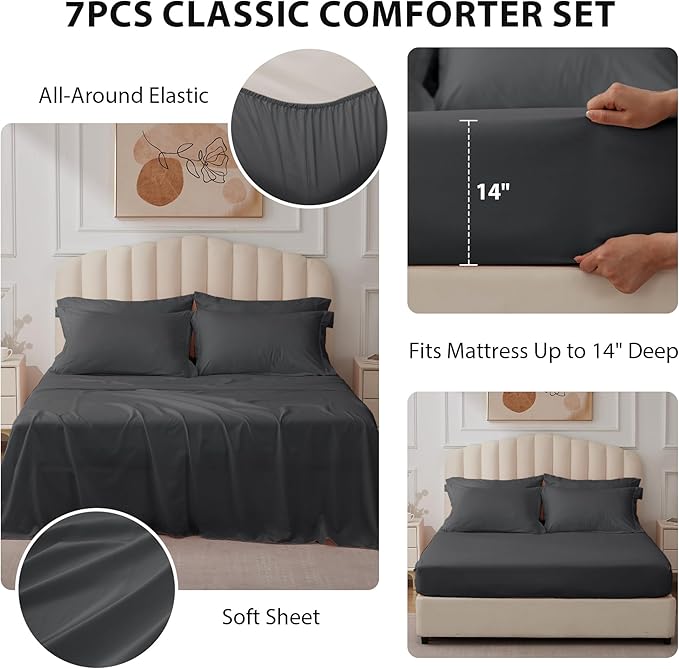 Queen Comforter Set Dark Grey - Image 3