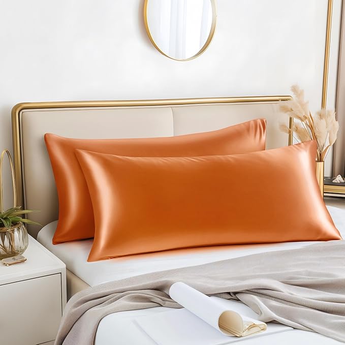 BEDELITE Satin Body Pillow Cover 2 Pack, Super Soft and Cooling Body Pillow - Image 2