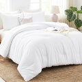 CozyLux King Size Comforter Set White, 3 Pieces Solid Comforters King Size by CozyLux