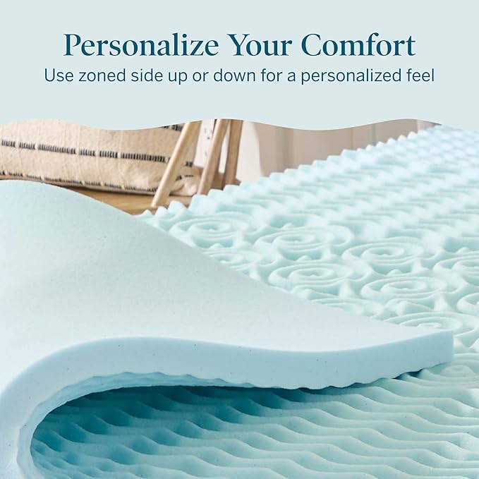 LUCID 2 Inch Gel Memory Foam Mattress Topper, Full size – 5 Zones – Cooling Gel - Image 5